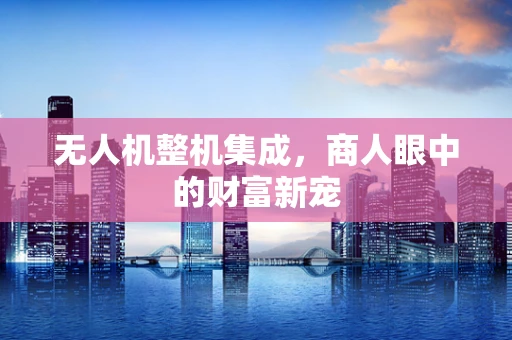 无人机整机集成，商人眼中的财富新宠