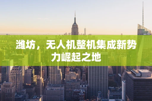 潍坊，无人机整机集成新势力崛起之地